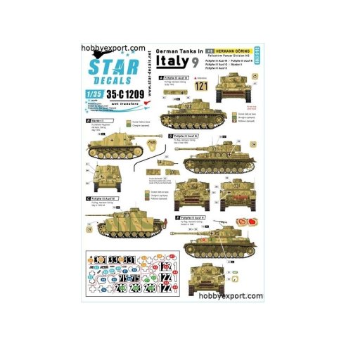 1 35 DECAL (DECAL) German Tanks In Italy No9. Hermann Goring Pz.Kpfw.III Ausf.M And Ausf.N Pz.Kpfw.IV Ausf.G And Ausf.H,Marder I