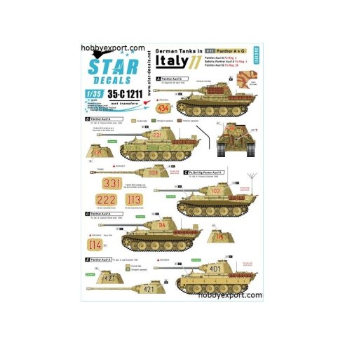 1 35 DECAL (DECAL) German Tanks In Italy No11. Panther A And G Panther Ausf.A, Panther Ausf.G And Befehls Panther Ausf.A. Pz Reg