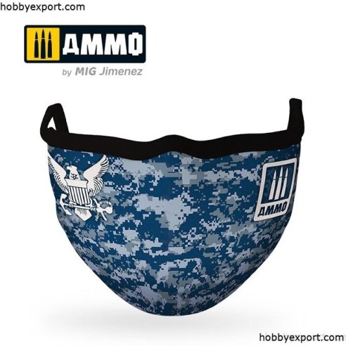 AMMO  Navy Blue Camo AMMO Face Mask