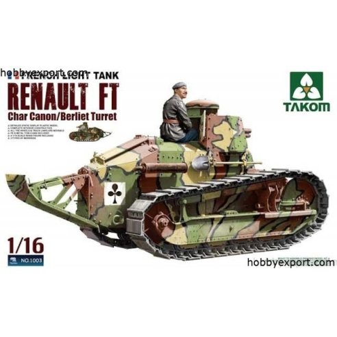 TAKOM    	1 16 KIT FRENCH LIGHT TANK RENAULT FT CANON BERLIET WITH FIGURE