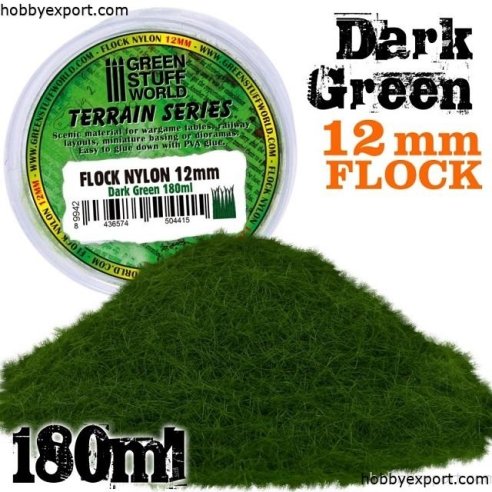 GSW   Static Grass Flock 12mm Dark Green 180ml