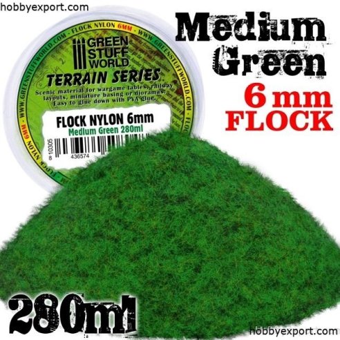 GSW Flock Nylon 6mm Medium Green 280ml