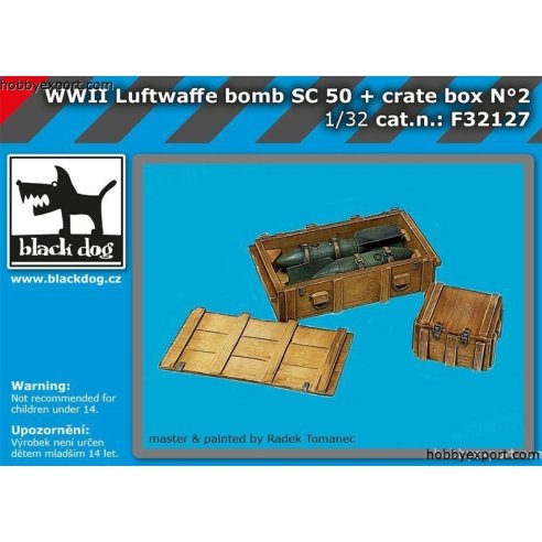 Black Dog 	 	1 32  WWII Luftwaffe Bomb Sc 50 And Crate Box No.2
