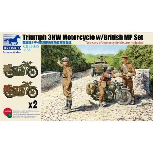 Bronco CB35035 British Triumph 3HW Motorcycle with British Military Police (2 pieces)