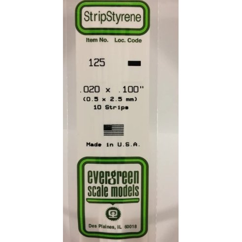 Evergreen - Listello polistirene 0,50x2,50 mm (10).