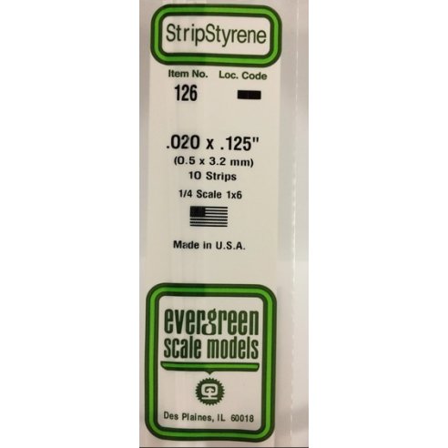Evergreen - Listello polistirene 0,50x3,2 mm 10 pz
