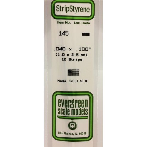 Evergreen - Listello polistirene 1x2,50 mm 10pz