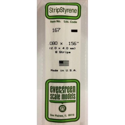 Evergreen - Listello polistirene 2x4 mm 10pz