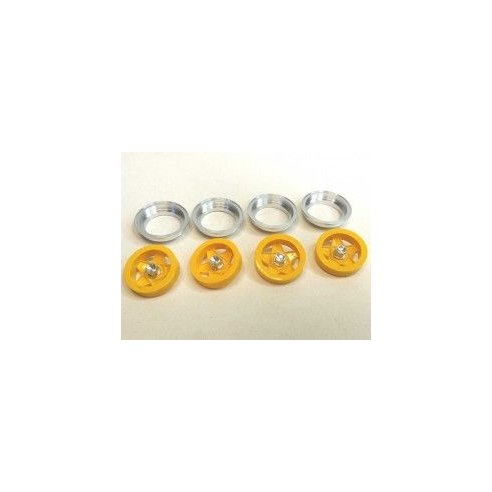 BRM Slot Racing - 512 YELLOW painted inserts with aluminum ring and nut S-086Y