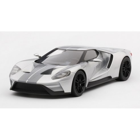 TSM MODEL TRUE SCALE MINIATURES FORD GT CHICAGO AUTO SHOW 2015 INGOT SILVER TOP SPEED 1 18