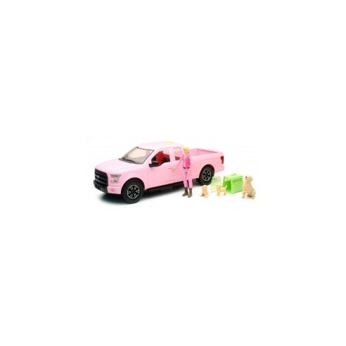 1 14 Pink Ford F-150 with Dogs and Accessories Playset [Light & Sound - Try Me]